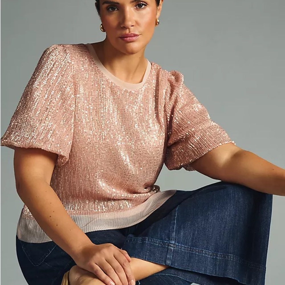 Sarah hann Anthropologie sequin top